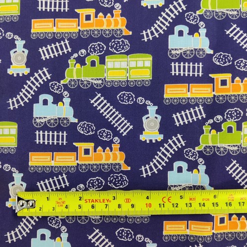 Navy poly cotton - fabric, train