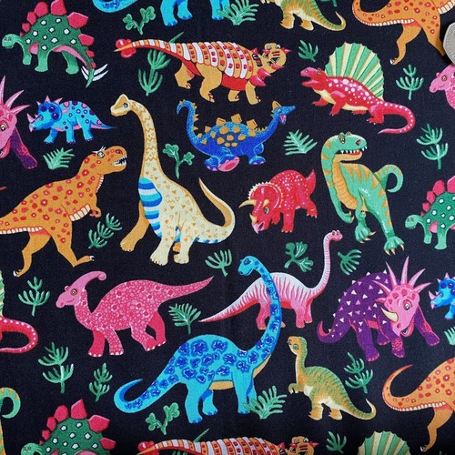 Black colourful dinosaur print - colourful,