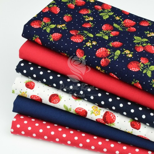 Strawberries cotton fabric - cotton,