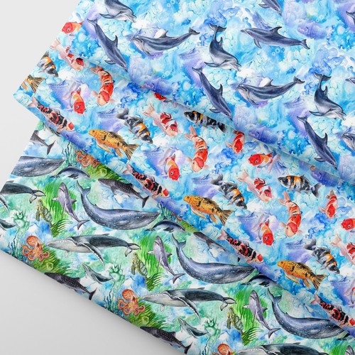 100 cotton sea life aquarium - sea,