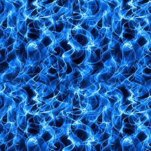 Blue flames cotton - blue, fabric