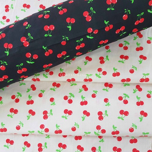 Red cherries poly cotton - cherries, poly-cotton