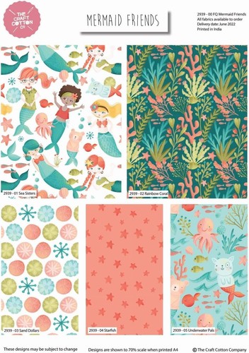 Cotton fabric mermaid - fabric,