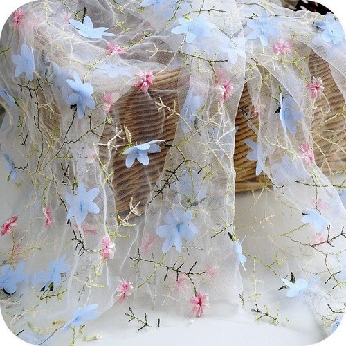 Flowers organza embroidery - 3d,