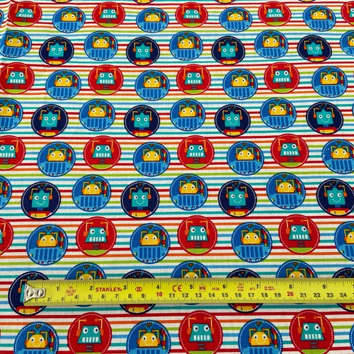 Robot cotton fabric - cotton, stripe